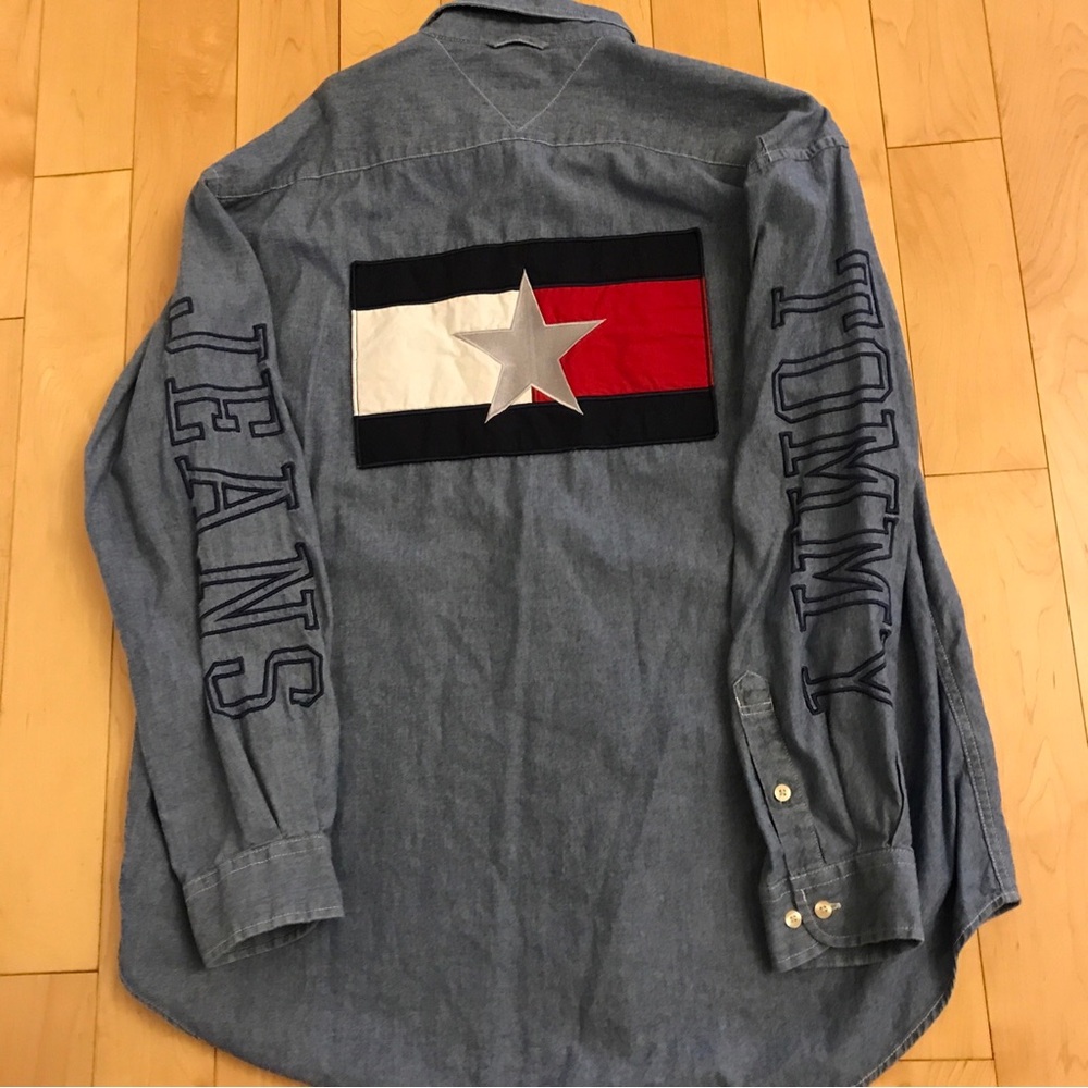 Tommy Jeans blue denim shirt l/S Sz L vintage. Excellent!